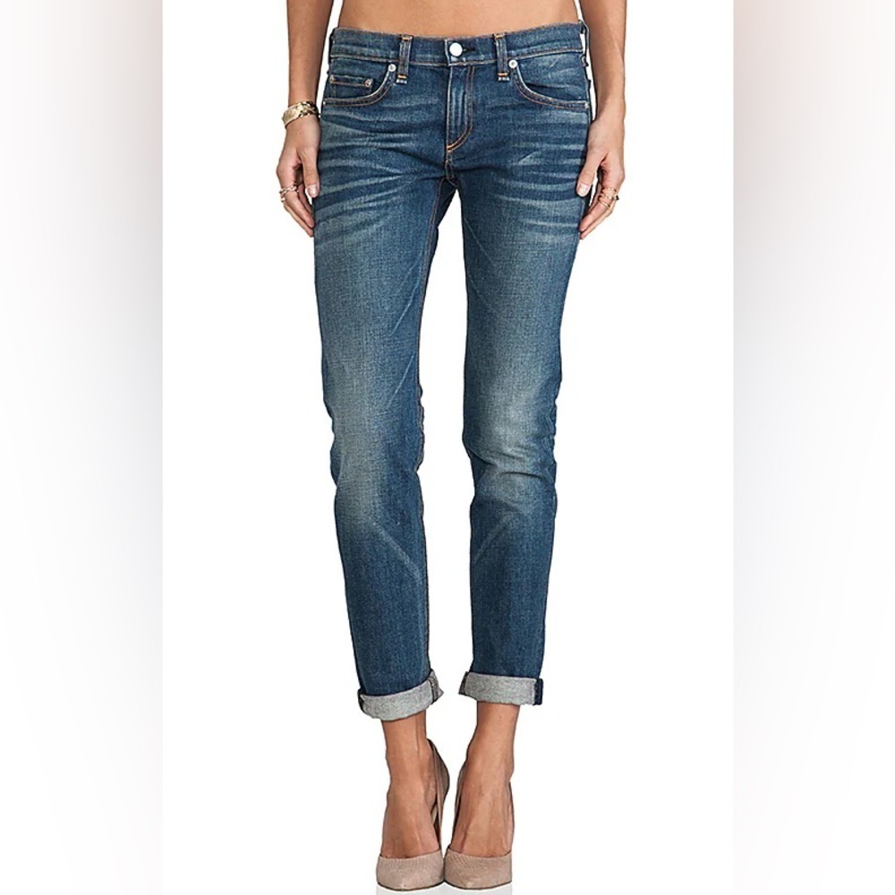Rag & Bone Bradford Wash Blue Cotton Blend The Dre Boyfriend Jean EUC Size 25